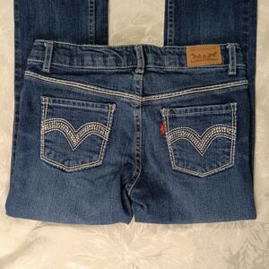 Levis Jeans Girls 10 Reg Dark Blue Skinny Embellished Stretch Adjustable Waist